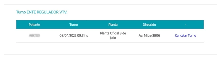 Paso 3 para consultar o cambiar el turno de la VTV en La Plata